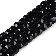 Natural Black Tourmaline Beads Strands, Faceted, Cube, 4~5x4~5x4~5mm, Hole: 0.8mm, about 92~105pcs/strand, 14.96~15.35 inch(38~39cm)(G-N342-109A)