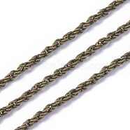 Iron Rope Chains, Unwelded,  Antique Bronze Color, with Spool, Link:2mm, wire: 0.45mm thick, Chain: 3mm thick, about 328.08 Feet(100m)/roll(CHP001Y-AB)