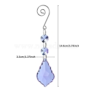 Glass Leaf Hanging Ornaments, Suncatchers for Home Outdoor Decoration, Medium Slate Blue, 146mm(PW-WG86853-05)
