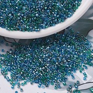 MIYUKI Delica Beads, Cylinder, Japanese Seed Beads, 11/0, (DB0985) Sparkling Lined Caribbean Mix(Blue Green) , 1.3x1.6mm, Hole: 0.8mm, about 20000pcs/bag, 100g/bag(SEED-J020-DB0985)