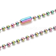 Ion Plating(IP) 304 Stainless Steel Ball Chain Necklaces, with Ball Chain Connectors, Rainbow Color, 23.62 inch(60cm), Beads: 2mm(NJEW-L149-B02-M)