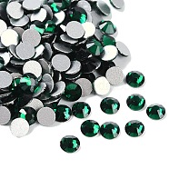 Glass Flat Back Rhinestone, Grade A, Back Plated, Faceted, Half Round, Emerald, 4.6~4.8mm, about 1440pcs/bag(RGLA-C002-SS20-218)