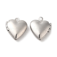 316 Surgical Stainless Steel Locket Pendants, Heart Charm, Stainless Steel Color, 15x13x4.5mm, Hole: 1.6mm, Inner Diameter: 6x8mm(STAS-C077-08P)