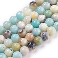 Natural Flower Amazonite Beads Strand, Round, 6mm, Hole: 1.5mm, about 62~63pcs/strand, 14.96 inch(38cm)(G-E487-49-6MM)