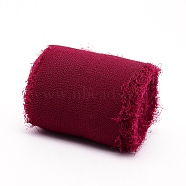 Polyester Ribbon, Fringe Chiffon Silk-Like Ribbon, for Wedding Invitations, Bouquets, Gift Wrapping , Dark Red, 2 inch(50mm), about 5m/roll(OCOR-TAC0008-01E)