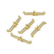 Rack Plating Brass Micro Pave Clear Cubic Zirconia Connector Charms, Real 18K Gold Plated, Long-Lasting Plated, Cadmium Free & Nickel Free & Lead Free, Letter Links, Letter.A, 6x27x3mm, Hole: 1.2mm(KK-C007-37G-A)