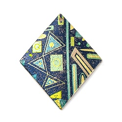 Geometric Alloy Sheet Printed Pendant Earrings Accessories, Rhombus, 32.5x25.5x1.7mm, Hole: 1.2mm(PALLOY-E139-01G-11)