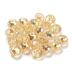 Transparent Electroplate Glass Beads, Faceted, Rondelle, Gold, 6x4.5mm, Hole: 1.2mm, 100pcs/bag(GLAA-L046-02I)