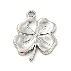 304 Stainless Steel Pendants, Clover Charm, Stainless Steel Color, 18.5x14.5x2mm, Hole: 2mm(STAS-C082-01P)