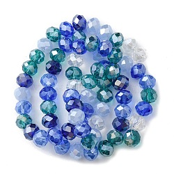 Electroplate Glass Beads Strands, AB Color Plated, Faceted, Rondelle, Cornflower Blue, 7.5~8x6mm, Hole: 1.5mm, about 69~72pcs/strand, 16.54 inch~17.24 inch(42cm~43.8cm)(EGLA-YW0002-E01)