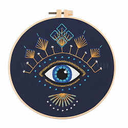 DIY Eye Pattern Embroidery Kits, Included Needle, Threads, Fabric, Needle, Gourd Threader, without Embroidery Hoop, Prussian Blue, 45~300x1~297x0.1~3mm(DIY-E063-02C)