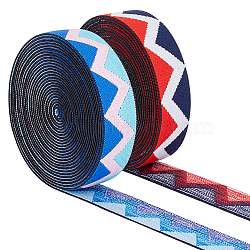 FINGERINSPIRE 10 Yards 2 Colors Flat Nylon Elastic Band with Wave Pattern, Webbing Garment Sewing Accessories, Mixed Color, 25mm, about 5 yards/color(EC-FG0001-04)