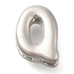 304 Stainless Steel Slide Charms, Stainless Steel Color, Letter Q, 8.5x6.5x4.5mm, Hole: 2.5x1.5mm(STAS-B075-37P-Q)