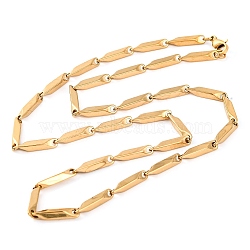 304 Stainless Steel Rectangle Link Chain Necklaces for Women, Golden, 19.49~19.96 inch(49.5~50.7cm)(NJEW-G140-05G)