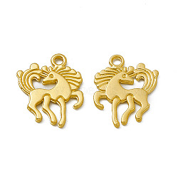 Rack Plating Alloy Pendants, Cadmium Free & Nickel Free & Lead Free, Horse Charm, Matte Gold Color, 20x16x1.5mm, Hole: 1.8mm(PALLOY-M202-04MG)
