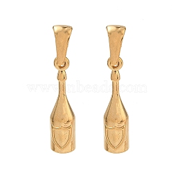304 Stainless Steel Pendants, Champagne Bottle Shape Charms, Ion Plating(IP), Golden, 23.5x6.5x6mm, Hole: 8x3mm(SA-CBA7876-27G)