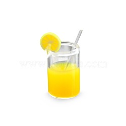 Mini Glass Cup, with Mini Resin Imitation Beverage, for Dollhouse Accessories, Pretending Prop Decorations, Yellow, 15~23x10x7mm(BOTT-PW0001-200C)