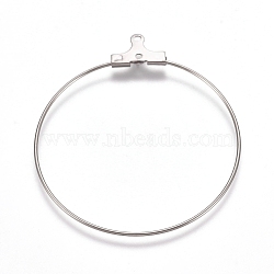 304 Stainless Steel Pendants, Hoop Earring Findings, Ring, Stainless Steel Color, 21 Gauge, 40x35.5x0.7mm, Hole: 1mm(STAS-E482-11F)