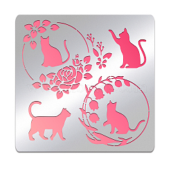 Stainless Steel Cutting Dies Stencils, for DIY Scrapbooking/Photo Album, Decorative Embossing DIY Paper Card, Matte Stainless Steel Color, Cat Pattern, 156x156mm(DIY-WH0279-136)