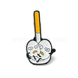 Zinc Alloy Brooches, Enamel Pins, Black, Egg, WhiteSmoke, 28x15.5x1.5mm(JEWB-O015-05A)