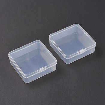 (Defective Closeout Sale: Scratch Mark) Plastic Bead Storage Containers, Rectangle, Clear, 8.6x8.5x2.8cm