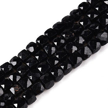 Natural Black Tourmaline Beads Strands, Faceted, Cube, 4~5x4~5x4~5mm, Hole: 0.8mm, about 92~105pcs/strand, 14.96~15.35 inch(38~39cm)