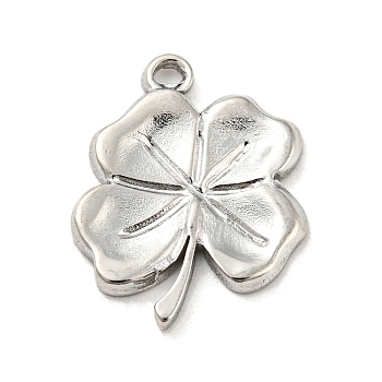304 Stainless Steel Pendants, Clover Charm, Stainless Steel Color, 18.5x14.5x2mm, Hole: 2mm
