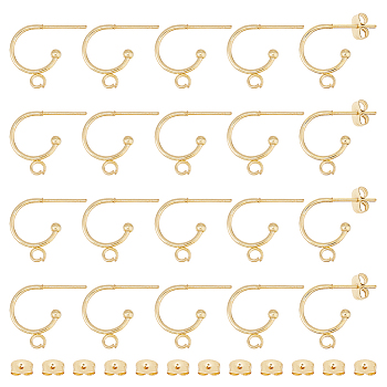 24Pcs 304 Stainless Steel Half Hoop Earrings, 24Pcs 304 Stainless Steel Ear Nuts, Mixed Color, 6~15.5x4.5~12.5x2.4~3mm, Hole: 0.8~1mm, Pin: 0.7mm