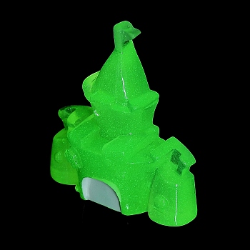 Luminous Resin Cabochons, Glow in the Dark, Castle, Green Yellow, 37x33x12.5mm