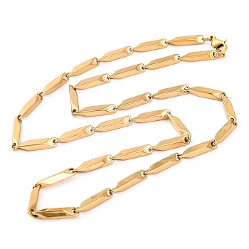 304 Stainless Steel Rectangle Link Chain Necklaces for Women, Golden, 19.49~19.96 inch(49.5~50.7cm)