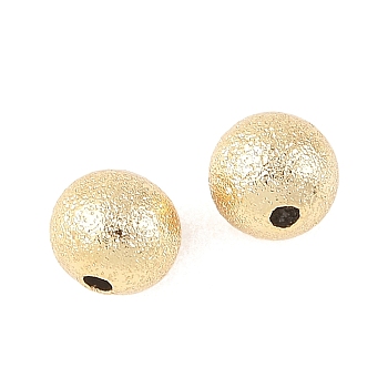 SHEGRACE Brass Spacer Beads, Cadmium Free & Nickel Free & Lead Free, Round, Textured, Real 18K Gold Plated, 6mm, Hole: 1.4mm