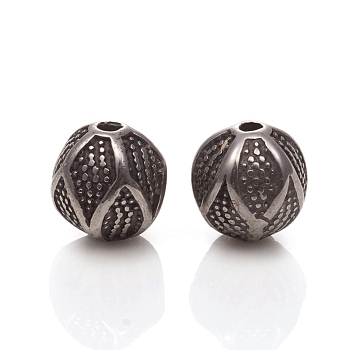 304 Stainless Steel Beads, Round, Antique Silver, 9~9.5x9.5mm, Hole: 1.6mm
