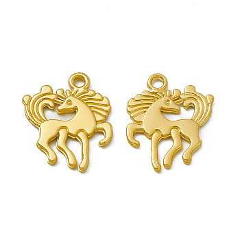Rack Plating Alloy Pendants, Cadmium Free & Nickel Free & Lead Free, Horse Charm, Matte Gold Color, 20x16x1.5mm, Hole: 1.8mm