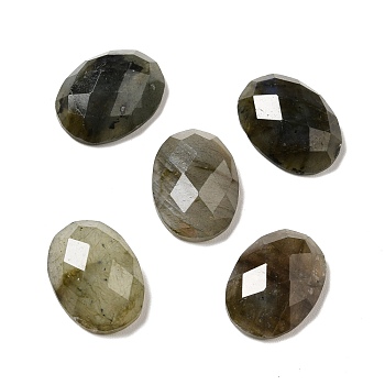 Natural Labradorite Cabochons, Faceted, Oval, 18x13x6mm