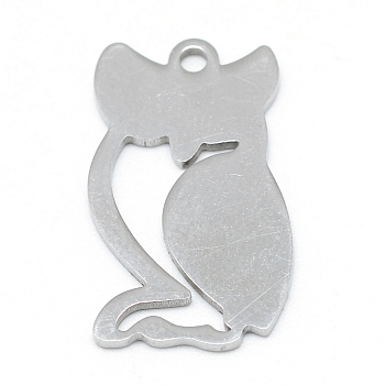 304 Stainless Steel Stamping Blank Tag Pendants, Owl, Stainless Steel Color, 21.5x12.5x1mm, Hole: 2mm