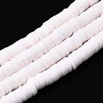 Handmade Polymer Clay Beads Strands, for DIY Jewelry Crafts Supplies, Heishi Beads, Disc/Flat Round, Seashell Color, 6x0.5~1mm, Hole: 1.8mm, about 290~320pcs/strand, 15.75 inch~16.14 inch(40~41cm)