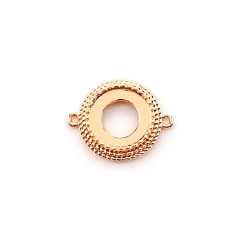 Brass Cabochon Connector Settings, Flat Round, Light Gold, Tray: 10.4mm, 17.5x14x2.5mm, Hole: 1mm