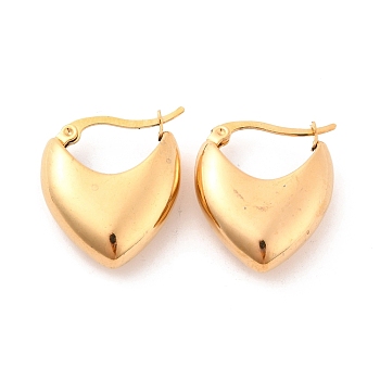 Vacuum Plating 304 Stainless Steel Chunky Heart Hoop Earrings for Women, Golden, 23.5x20x8mm, Pin: 0.7mm