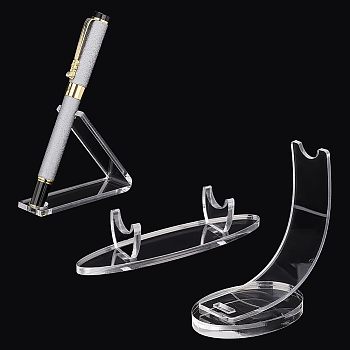 3Pcs 3 Styles Acrylic Pen Display Frame, Clear, 1pc/style
