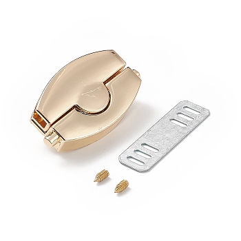 (Defective Closeout Sale: Scratched) Alloy Bag Twist Lock Accessories, with Iron Finding, Press Lock, for DIY Bag Purse Hardware Accessories, Light Gold, 2.6x4.3x0.9cm
