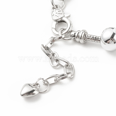 Bracelet européen en alliage de charme de coeur avec des chaînes de serpent(BJEW-JB08046-02)-5
