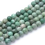 Natural Green Spot Jasper Beads Strands, Round, 8~8.5mm, Hole: 1mm, about 47pcs/strand, 15.5 inch(G-T055-8mm-16)