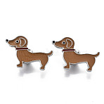 Alloy Brooches, Enamel Pin, with Butterfly Clutches, Dog, Platinum, Camel, 23x33x2mm, Pin: 1mm(JEWB-S011-004)