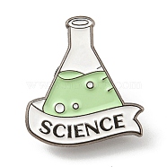 Flask Enamel Pins, Science Lab Themed Alloy Badge, Golden, Light Green, 27.5x25x2mm(JEWB-P017-01I)