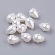 Shell Pearl Half Drilled Beads, teardrop, White, 11x8mm, Hole: 1mm(BSHE-G017-11x8mm-17)