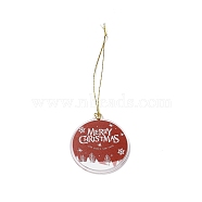 Christmas Theme Acrylic Pendant Decoration, Nylon Cord Hanging Decoration, Flat Round, Word, 190~205mm(HJEW-G021-01A)