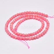 Natural Argentina Rhodochrosite Beads Strands, Round, 4mm, Hole: 1mm; about about 103pcs/strand, 15.2inches(38.7cm)(G-D864-14-4mm)
