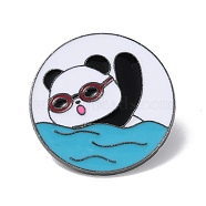 Sports Theme Panda Enamel Pins, Gunmetal Alloy Brooch for Backpack Clothes, Swimming, 27mm(JEWB-P026-A04)