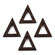 Natural Wenge Wood Pendants, Undyed, Triangle Frame Charms, Coconut Brown, 32.5x28.5x3.5mm, Hole: 1.4mm(WOOD-T023-75)