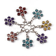 Zinc Alloy Enamel Pendants, Cadmium Free & Lead Free, Christmas Snowflake, with Brass Lobster Claw Clasps, Platinum Color, Mixed Color, 37mm, Hole: 3mm(X-ENAM-H169-M)